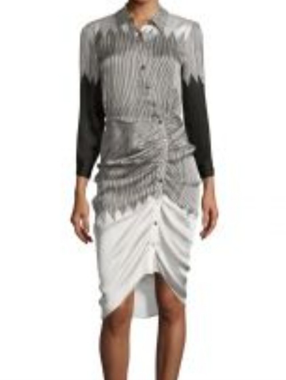 VERONICA BEARD  Dress 100% Silk Womens Size 4 Beige Black Striped Button